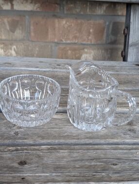 Vintage Crystal Sugar And Creamer Set